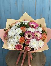 Букет цветов из:  Розы, Герберы и Хризантемы в Леонихе