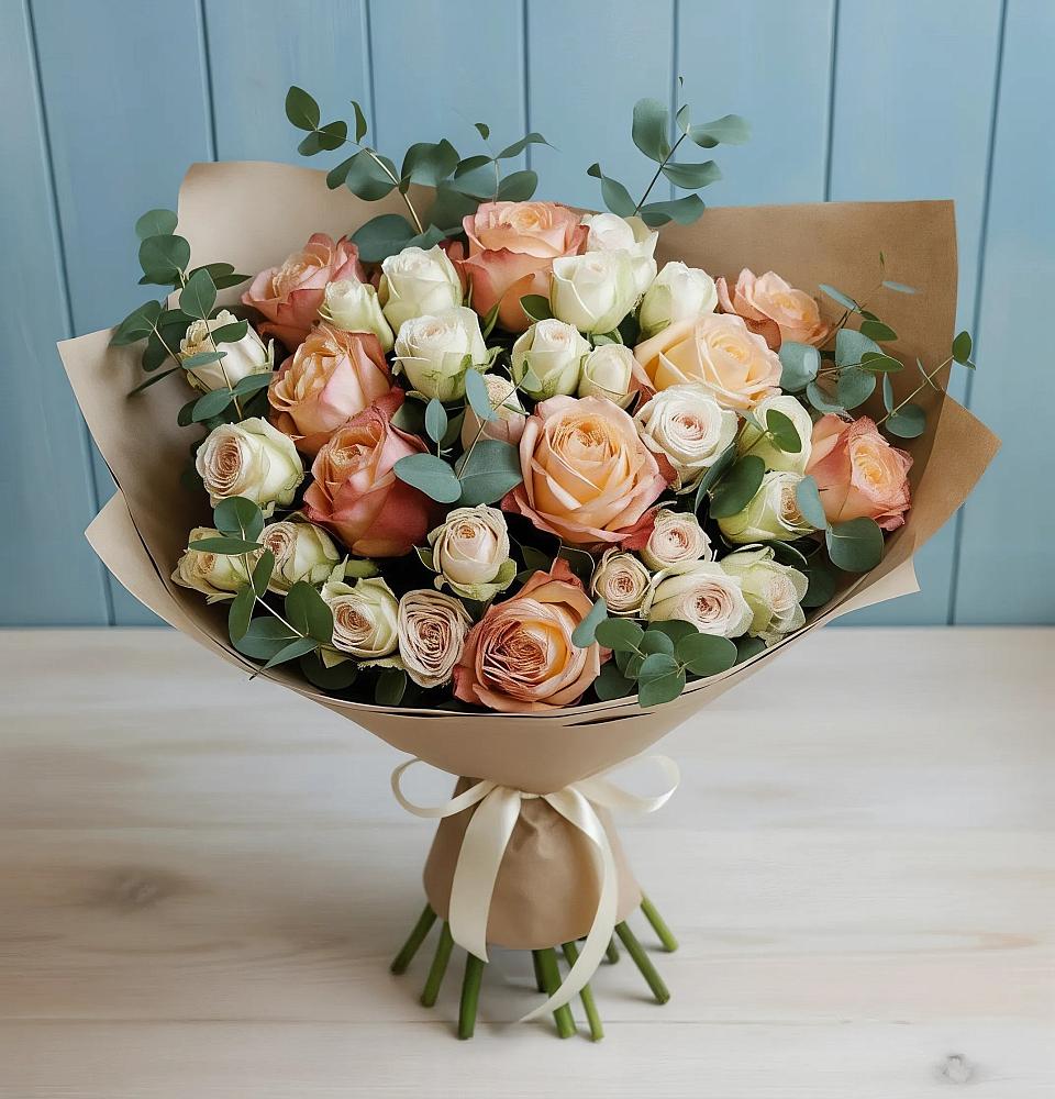 Букет цветов из: Альстромерии и Розы в Леонихе