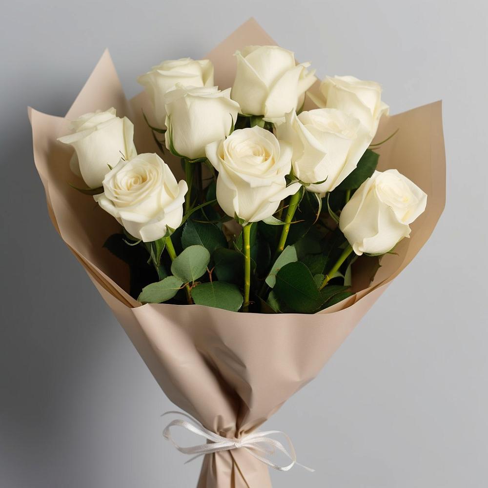 Букет 9 Белых роз Эдлесс Лав в Леонихе