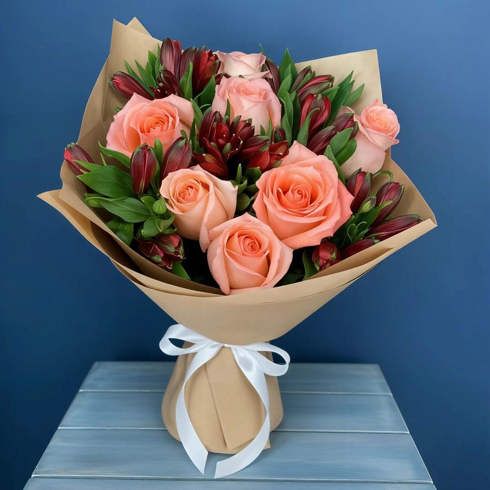 Букет цветов из: Розы и Альстромерии в Леонихе