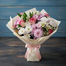 Букет цветов из:  Хризантемы, Альстромерии и Розы в Леонихе