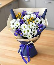 Букет цветов из:  Розы, Ирисы и Хризантемы #REPLACE_PRED# Леонихе