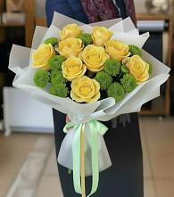 Букет цветов из:  Хризантемы и Розы #REPLACE_PRED# Леонихе