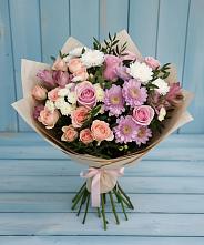 Букет цветов из:  Хризантемы, Розы и Альстромерии #REPLACE_PRED# Леонихе